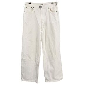 Still Here New York White Wide Leg Buckle Jeans 30" Waist Cotton 31" Inseam